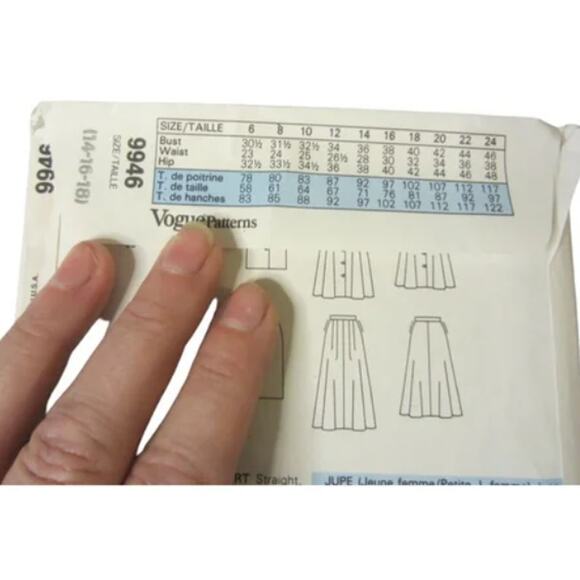 Vintage 80s Very Easy Very Vogue 9946 Skirt Sewing Pattern Size 14 16 18 UNCUT - Picture 3 of 5